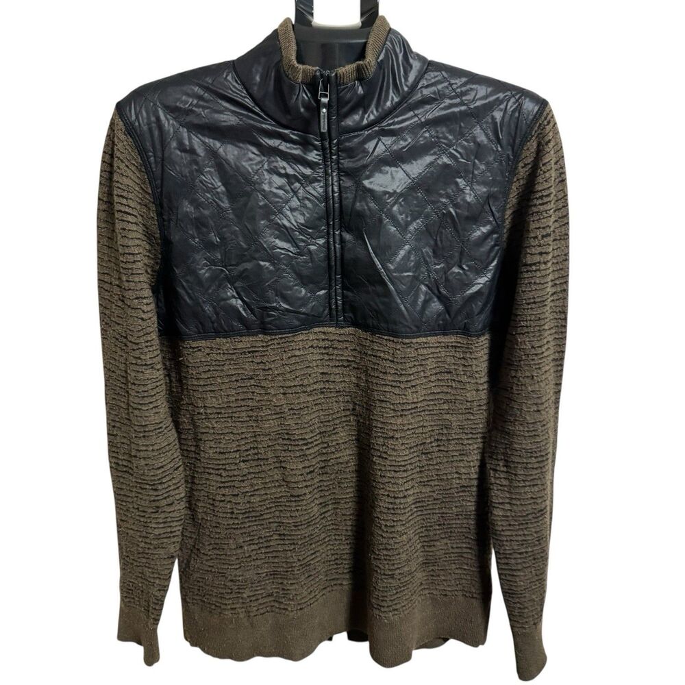 Smartwool Men’s‎ Med Brookline Hybrid 1/4 Zip Sweater Olive Heather Merino Wool